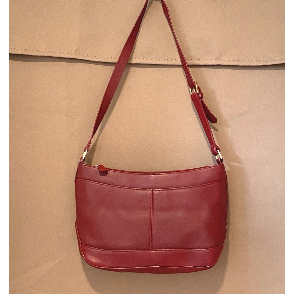 Vintage ETIENNE AIGNER Leather Brass Oxblood Red Handbag Purse Shoulder Bag - Picture 5 of 14